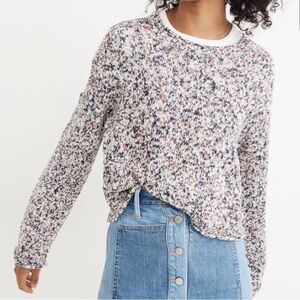 Madewell Cotton Crewneck Pullover Flecked Brownstone Sweater
